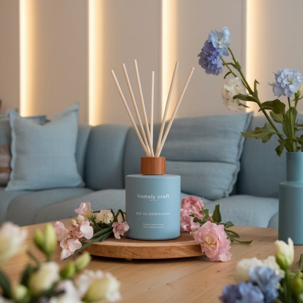 Homley Craft Premium Reed Diffuser Set with Preserved Flower Reed Sticks, 6.76 fl oz Rose &