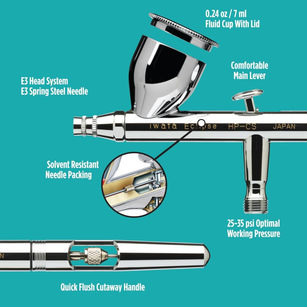 Iwata-Medea Eclipse HP CS Dual Action Airbrush Gun / Gravity Feed - Image 2