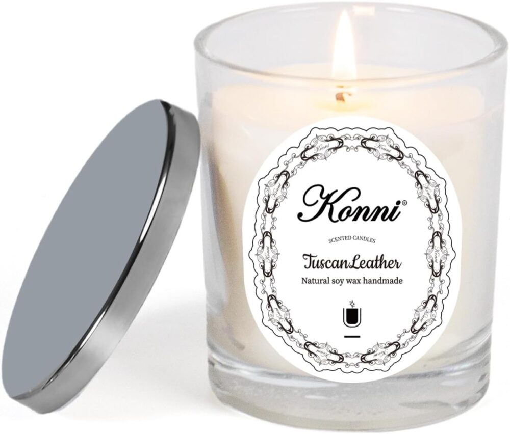 Scented Candles Home Natural Soy Wax Christmas Candle Gifts for Women Men Leather Aromatherapy Bathroom Candles